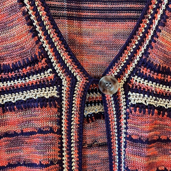 🥑Diane von Furstenberg Metallic Knit Cardigan sweater Multicolor small - Picture 2 of 9